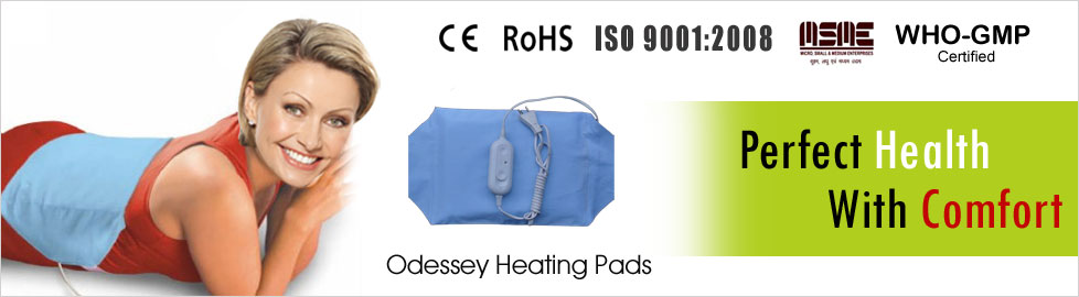 Odessey Products :Manufacturer of Quality Electric Blankets, Heating Pads, 
    Electric Blankets Heating Pads, Sauna Belts , Water Beds, Cool Packs, Cool Eye 
    Pack , Baby Bottle Warmer , Pashmina Shawls , PVC Air Mattress / PVC Floating 
    Mat , PVC Pillow, Electric Heating Jacket / Vest.